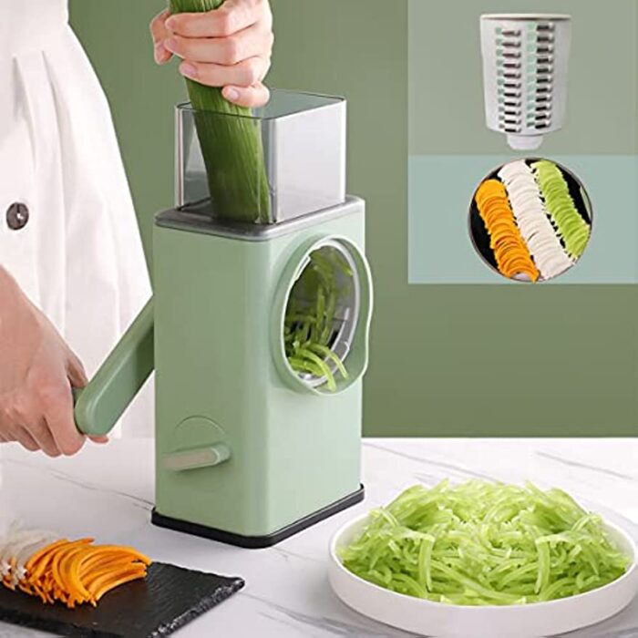 "VersaSlice: 3-in-1 Manual Vegetable Slicer & Cheese Grater"