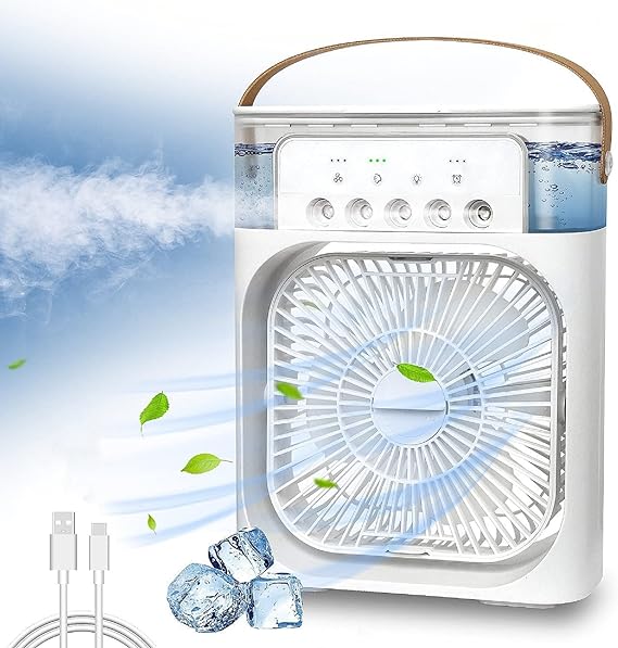 "Rechargeable Humidifier Fan: Stay Cool and Comfortable Anywhere!"
